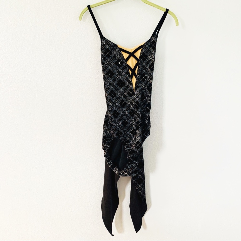 Curtain Call Costumes Black Tuxedo Leotard Sz ALA